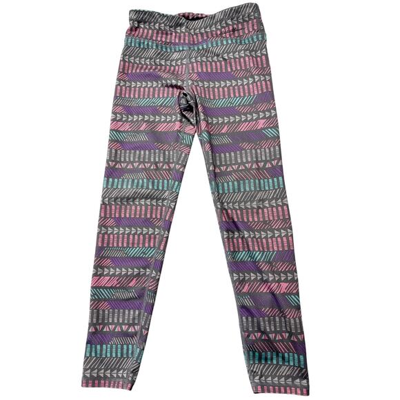 Eddie Bauer Girls Leggings Pants Size M Pink Purple Gray Green Geometric Active - Picture 1 of 6